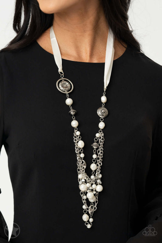 All The Trimmings - Ivory Paparazzi Accessories Necklace $5 Jewelry with Janet Morgan Necklace