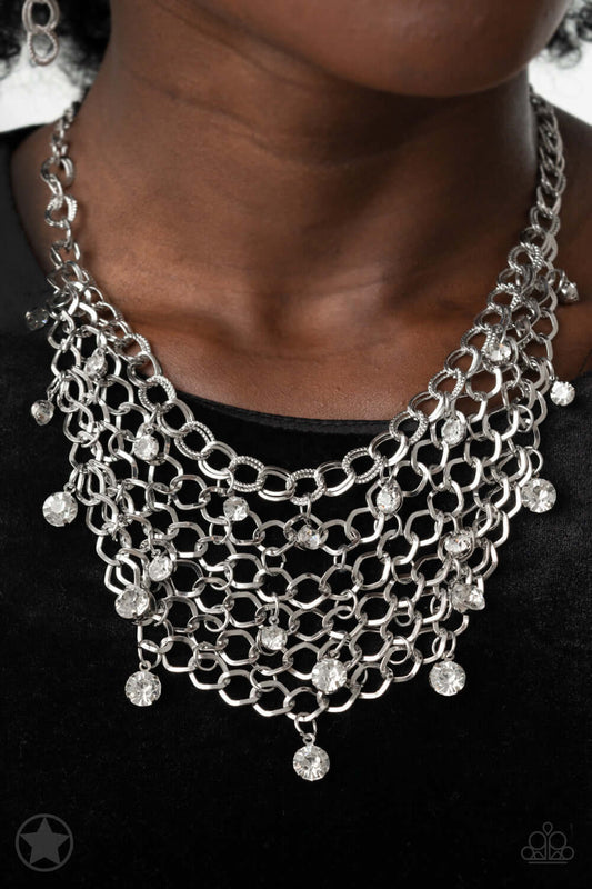 Fishing for Compliments - Silver Paparazzi Blockbuster Necklace $5 Jewelry with Janet Morgan Necklaces