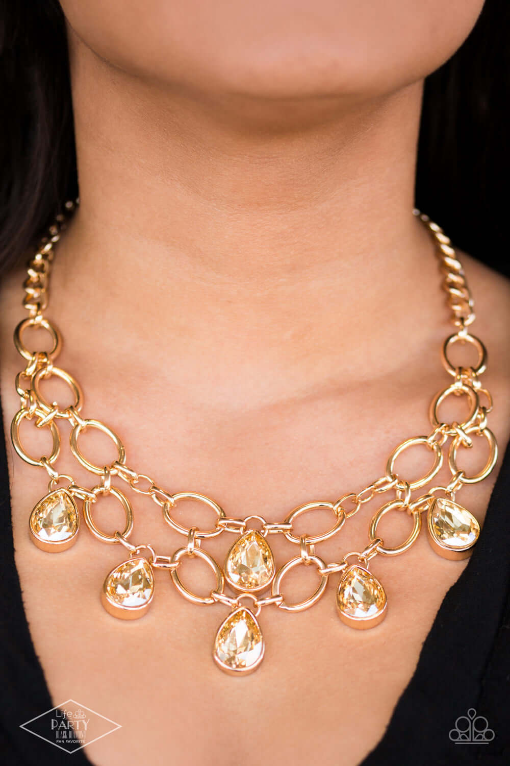 Show-Stopping Shimmer - Paparazzi Accessories Gold Necklace Life of the Party $5 Jewelry with Janet Morgan Necklaces