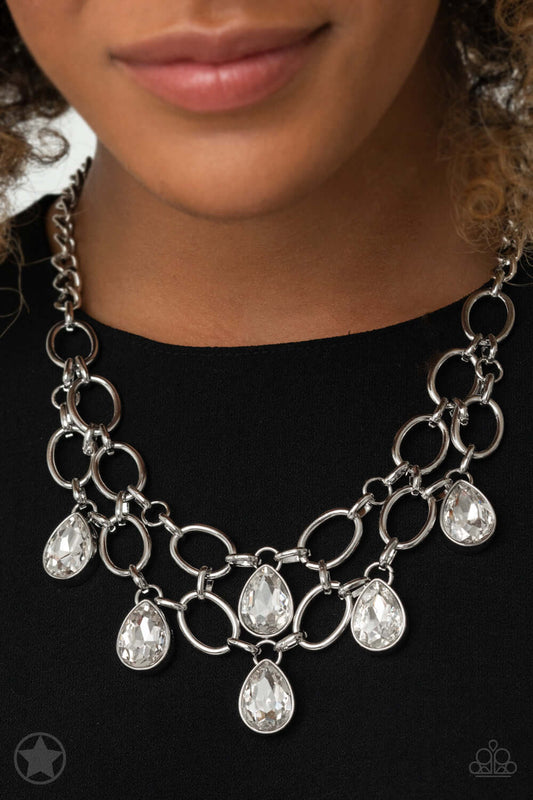 Show-Stopping Shimmer - White Paparazzi Accessories Necklace $5 Jewelry with Janet Morgan Necklaces