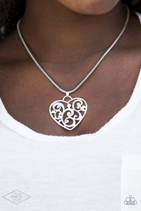 FILIGREE Your Heart With Love - Silver Paparazzi Necklace $5 Jewelry with Janet Morgan Necklaces