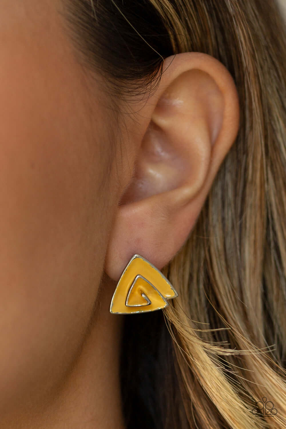 On Blast - Yellow Paparazzi Accessories Earrings $5 Jewelry with Janet Morgan Earrings