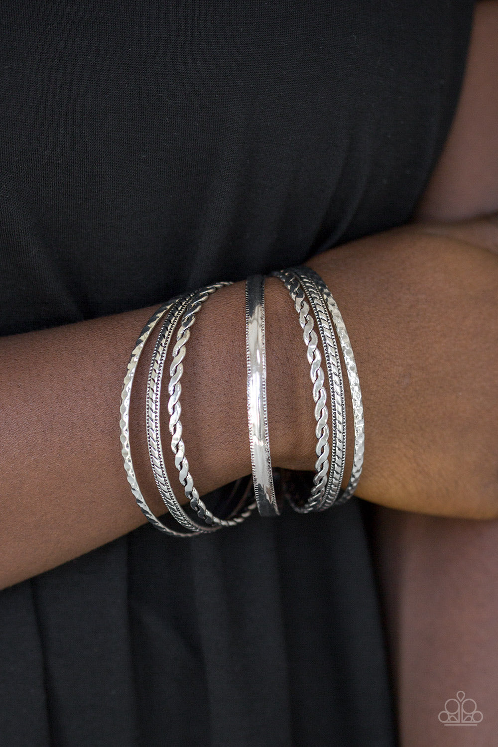 Rattle and Roll - Paparazzi Accessories Silver Bracelet $5 Jewelry with Janet Morgan Bracelets