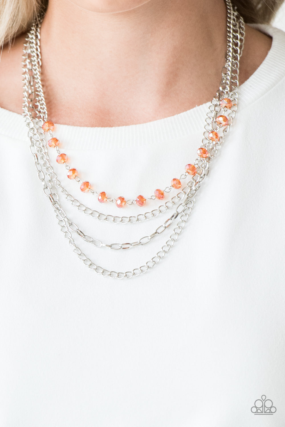 Extravagant Elegance - Orange Paparazzi Accessories Necklace $5 Jewelry with Janet Morgan Necklace