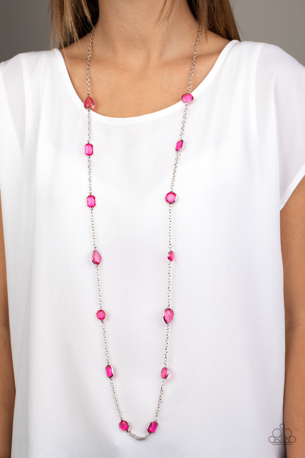 Glassy Glamorous - Pink Paparazzi Accessories Necklace $5 Jewelry with Janet Morgan Necklaces