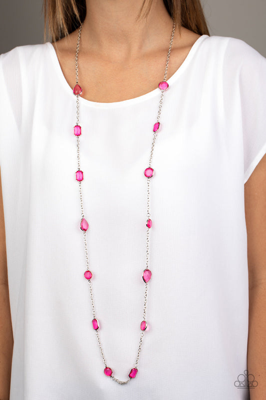 Glassy Glamorous - Pink Paparazzi Accessories Necklace $5 Jewelry with Janet Morgan Necklaces