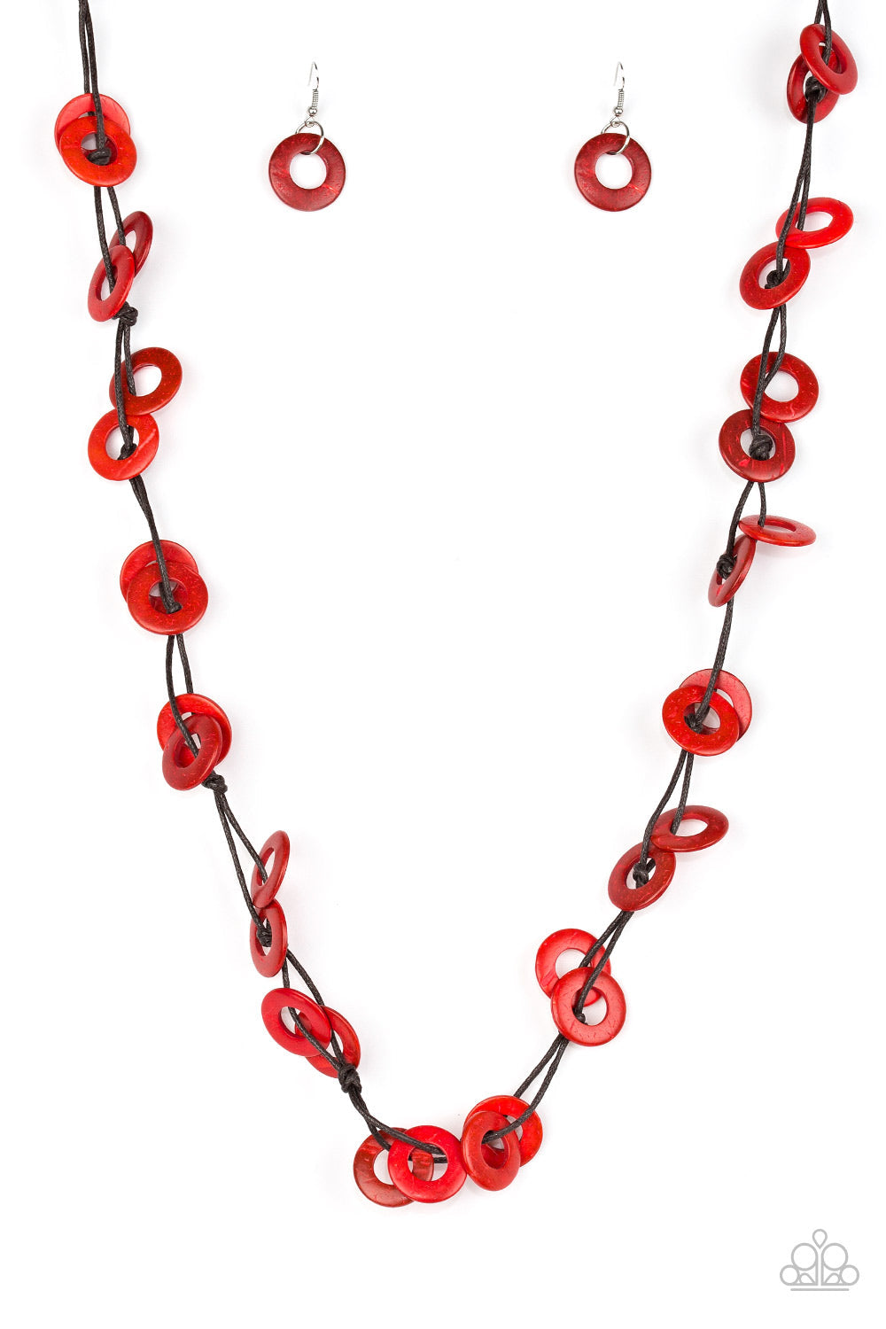 TMST Bling Waikiki Winds - Red Paparazzi Urban Wooden Necklace