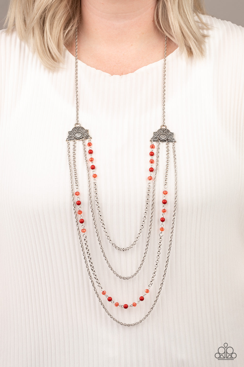 Pharaoh Finesse - Red Paparazzi Necklace $5 Jewelry with Janet Morgan Necklaces