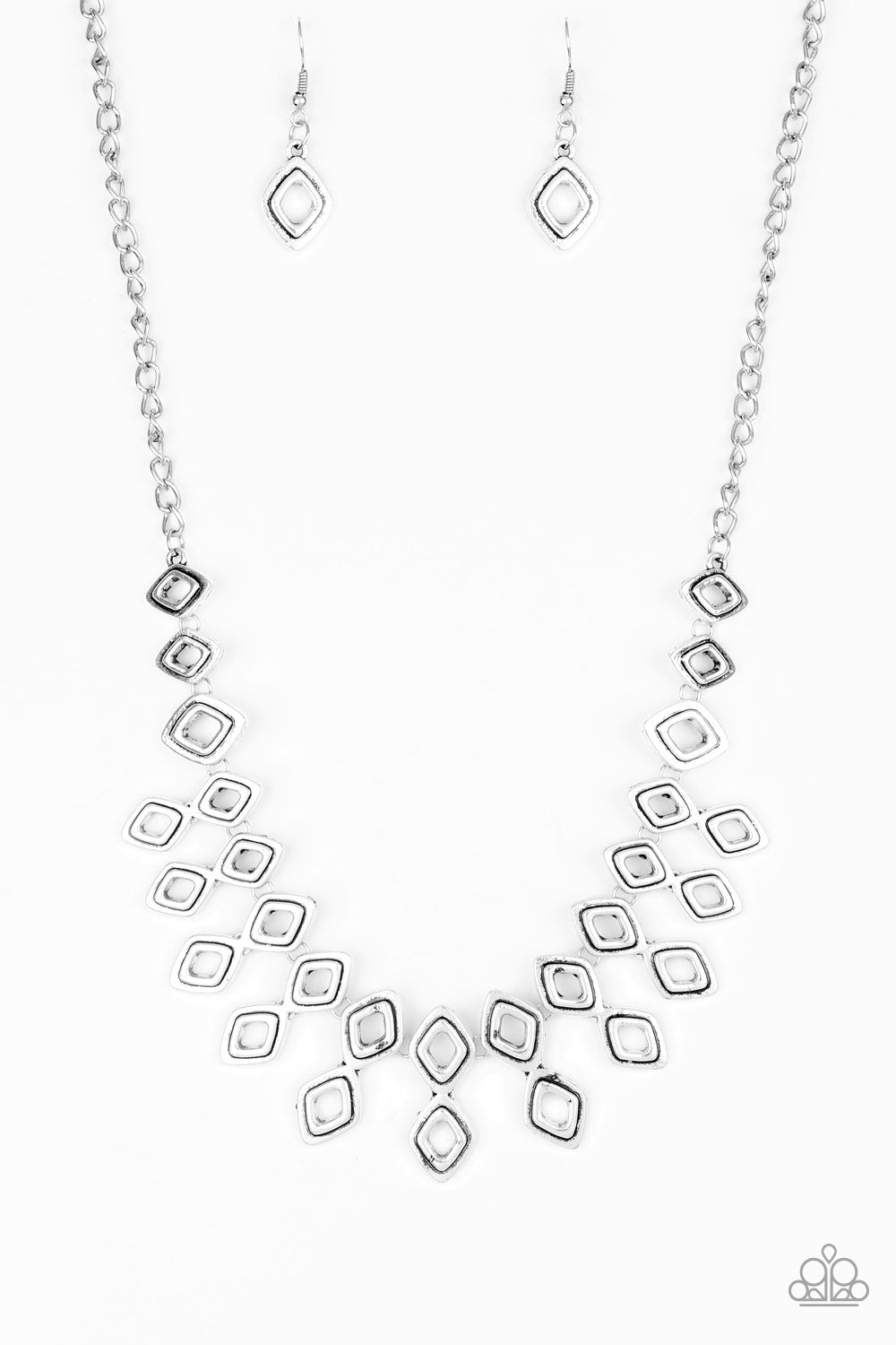 Geocentric - Silver Paparazzi Accessories Necklace $5 Jewelry with Janet Morgan Necklaces