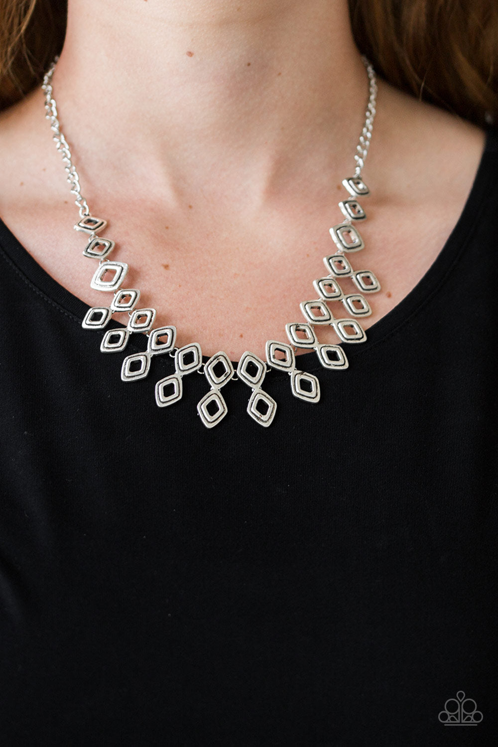 Geocentric - Silver Paparazzi Accessories Necklace $5 Jewelry with Janet Morgan Necklaces