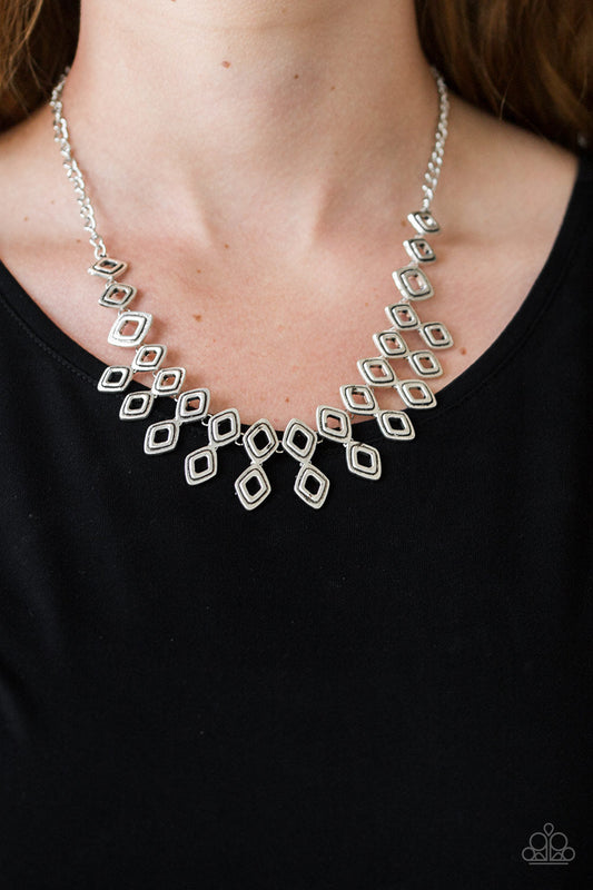 Geocentric - Silver Paparazzi Accessories Necklace $5 Jewelry with Janet Morgan Necklaces