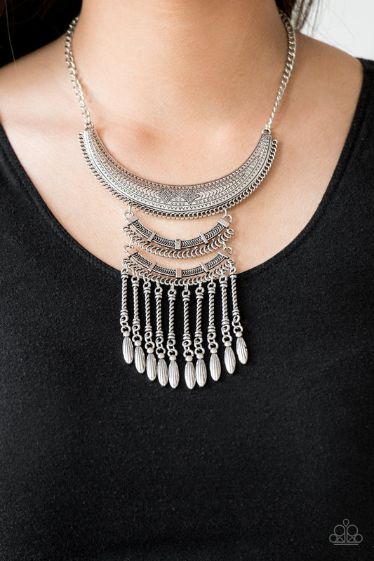 Eastern Empress - Silver Paparazzi Accessories Necklace $5 Jewelry with Janet Morgan Necklace