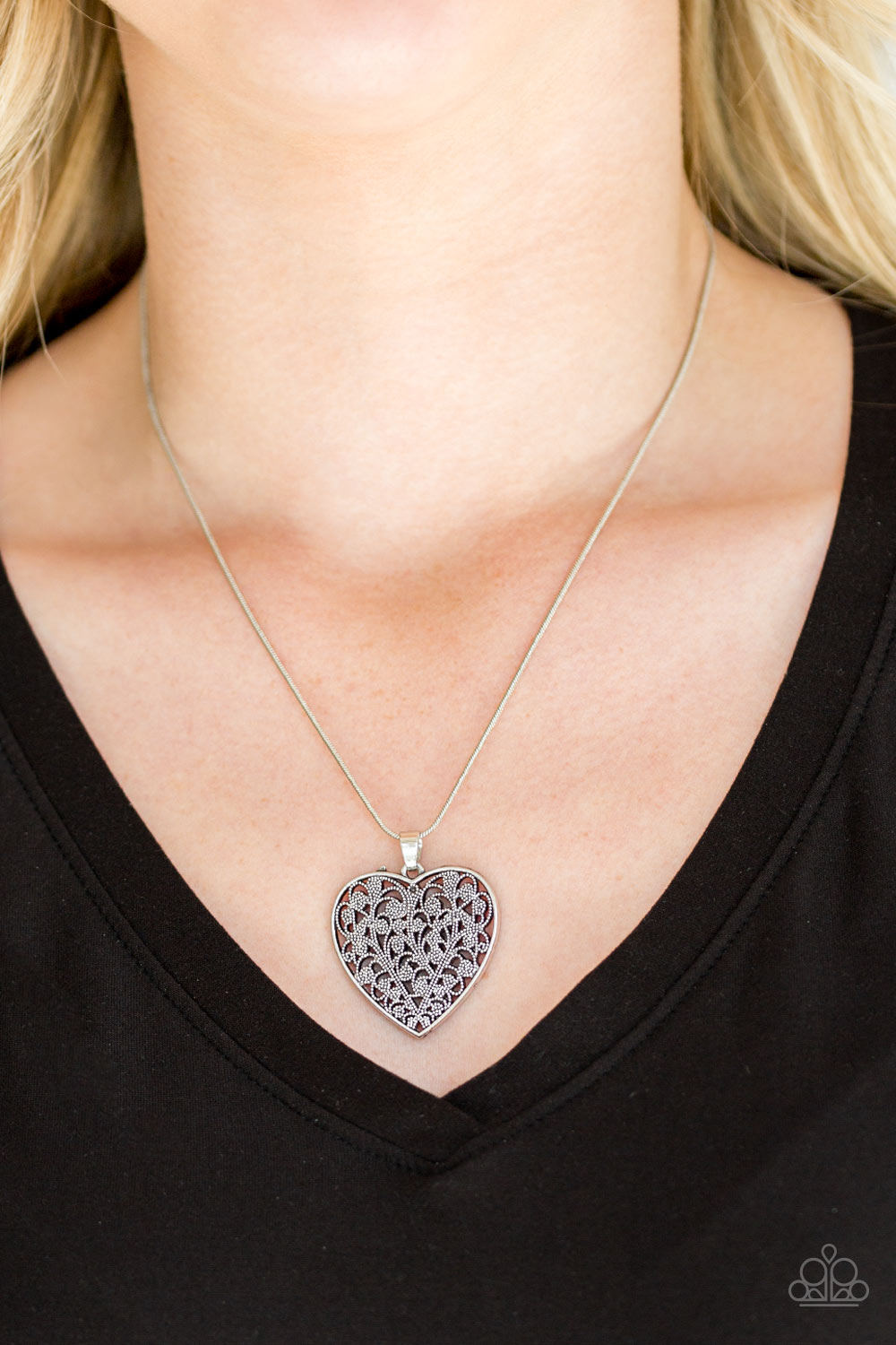 Look Into Your Heart - Silver Paparazzi Accessories Necklace $5 Jewelry with Janet Morgan Necklaces