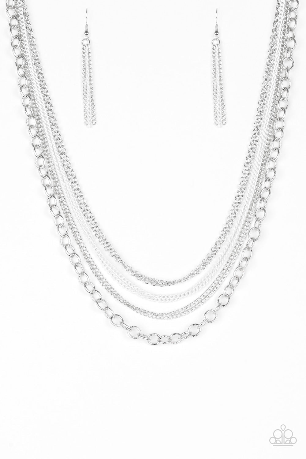 Intensely Industrial - White Paparazzi Accessories Necklace $5 Jewelry with Janet Morgan Necklace