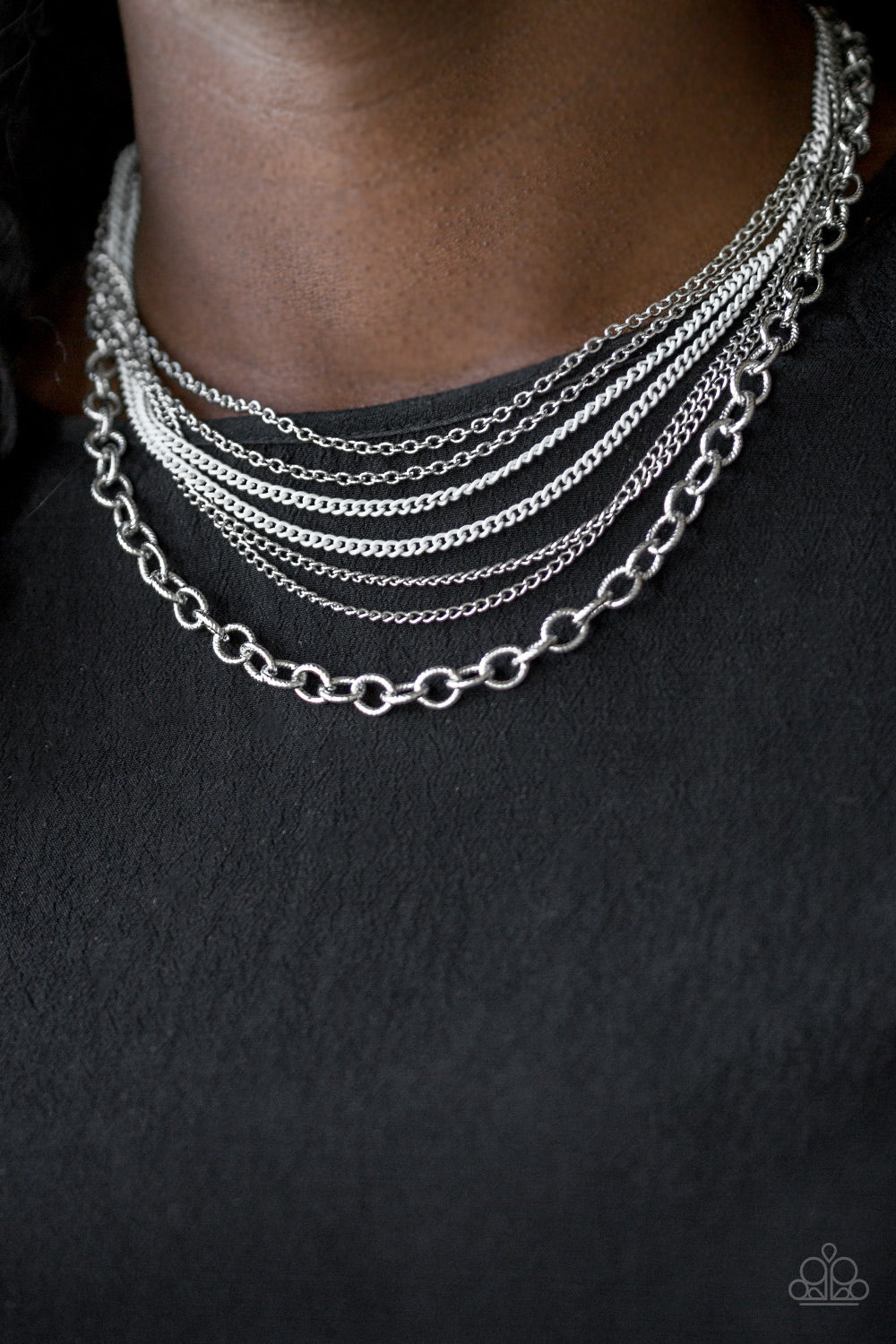 Intensely Industrial - White Paparazzi Accessories Necklace $5 Jewelry with Janet Morgan Necklace