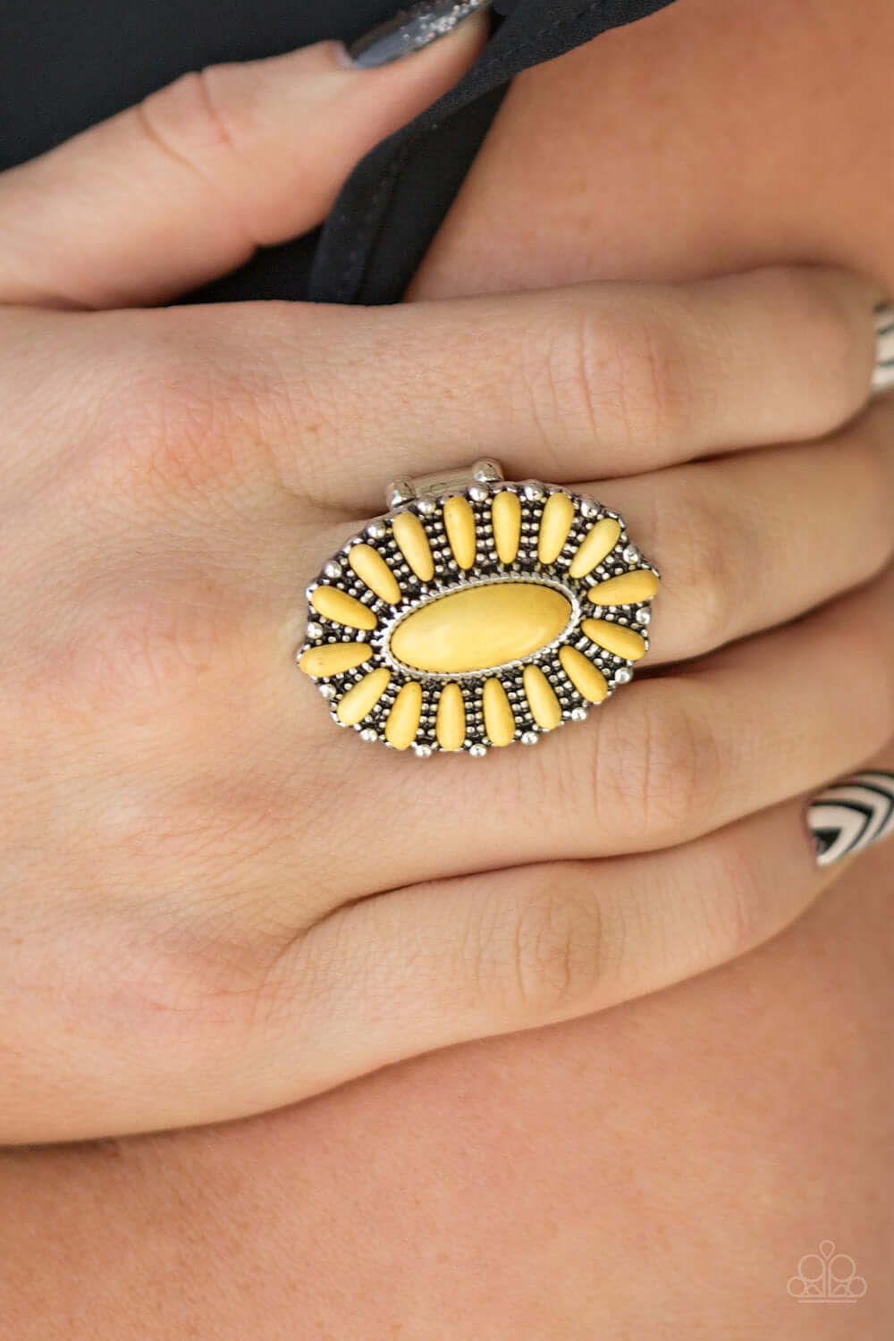 Cactus Cabana - Yellow - Paparazzi Accessories Ring $5 Jewelry with Janet Morgan rings