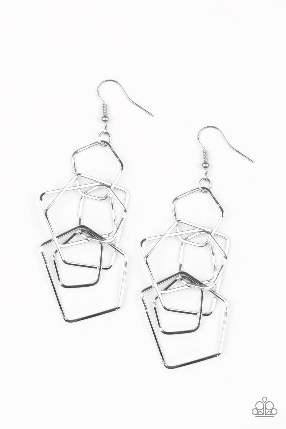 Five-Sided Fabulous - Silver Paparazzi Accessories Earring $5 Jewelry with Janet Morgan Earrings