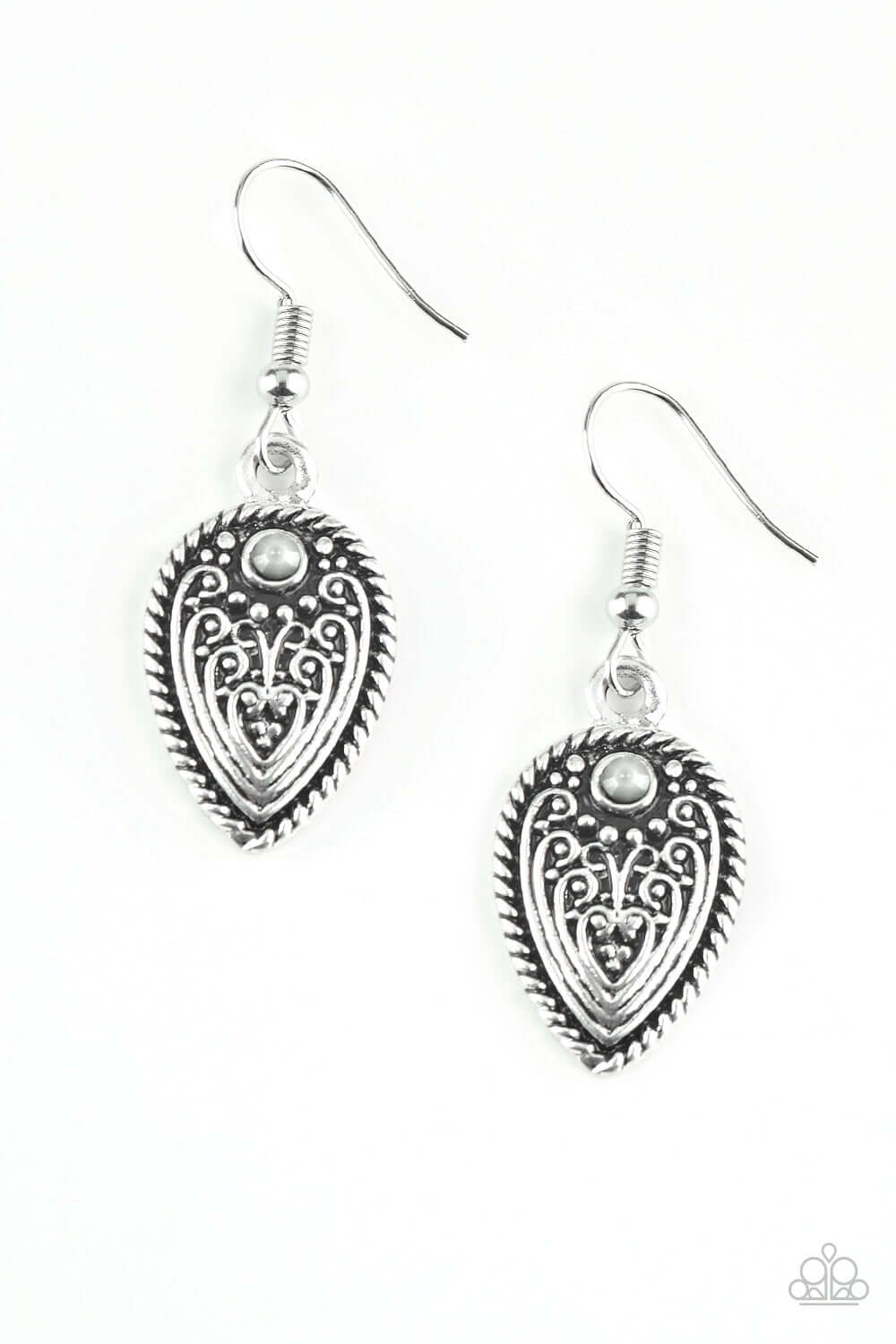 Distance PASTURE - Silver Paparazzi Accessories Earrings $5 Jewelry with Janet Morgan Earrings