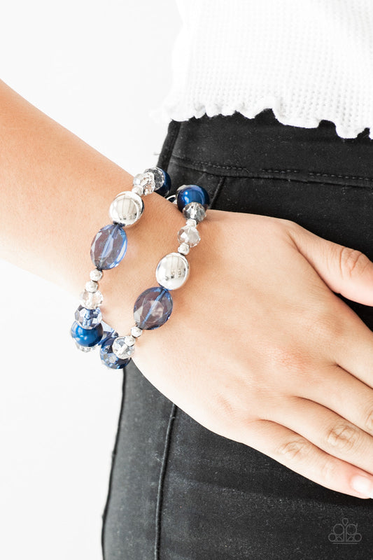 Downtown Dazzle - Blue - Paparazzi Accessories Bracelet $5 Jewelry with Janet Morgan Bracelets