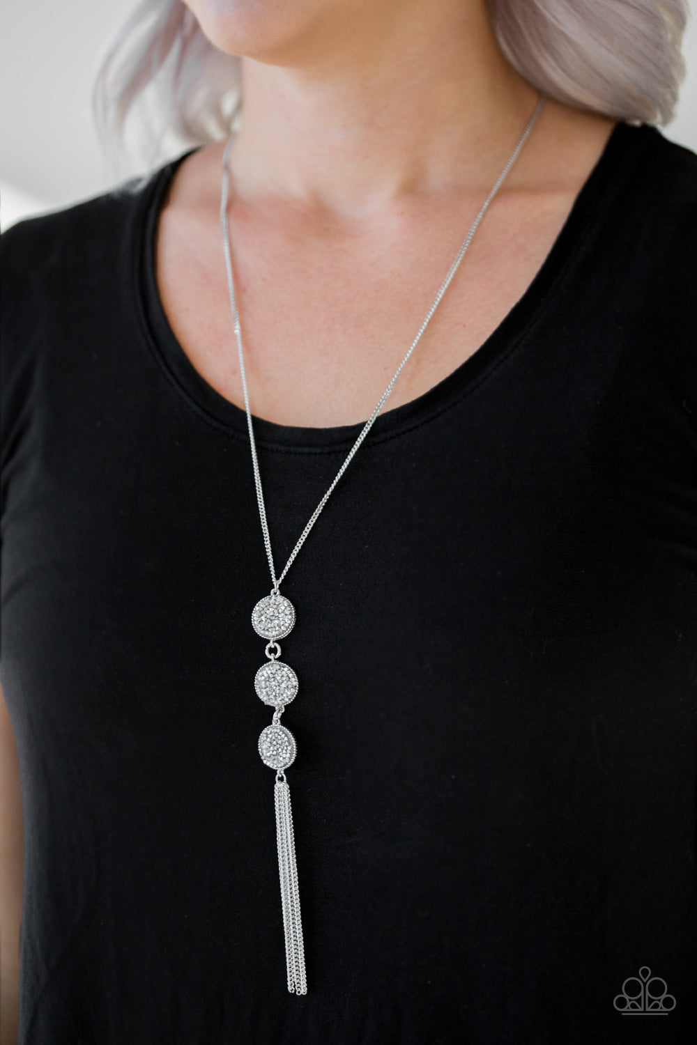 Triple Shimmer - White Paparazzi Accessories Necklace $5 Jewelry with Janet Morgan Necklaces