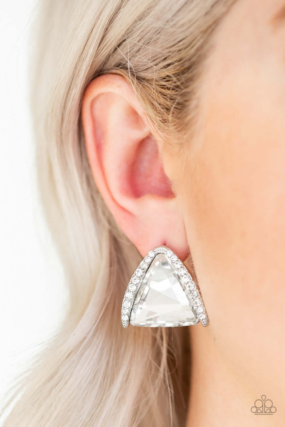 Exalted Elegance - White Paparazzi Accessories Earring $5 Jewelry with Janet Morgan Earrings