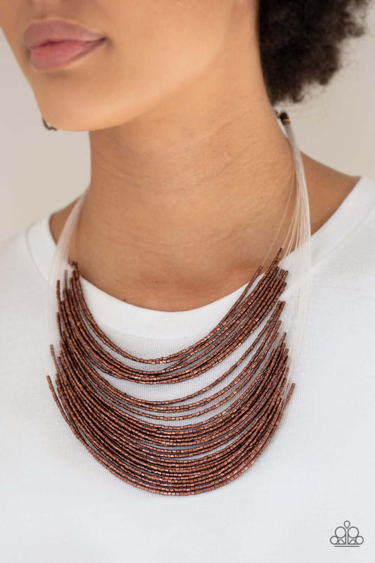 Catwalk Queen - Copper - Paparazzi Accessories Necklace $5 Jewelry with Janet Morgan Necklaces