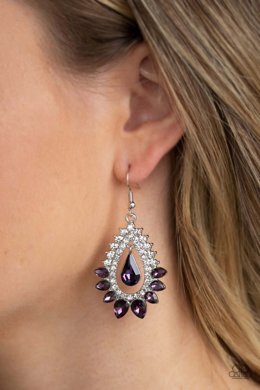 Boss Brilliance - Purple - Paparazzi Accessories Earrings $5 Jewelry with Janet Morgan Earrings