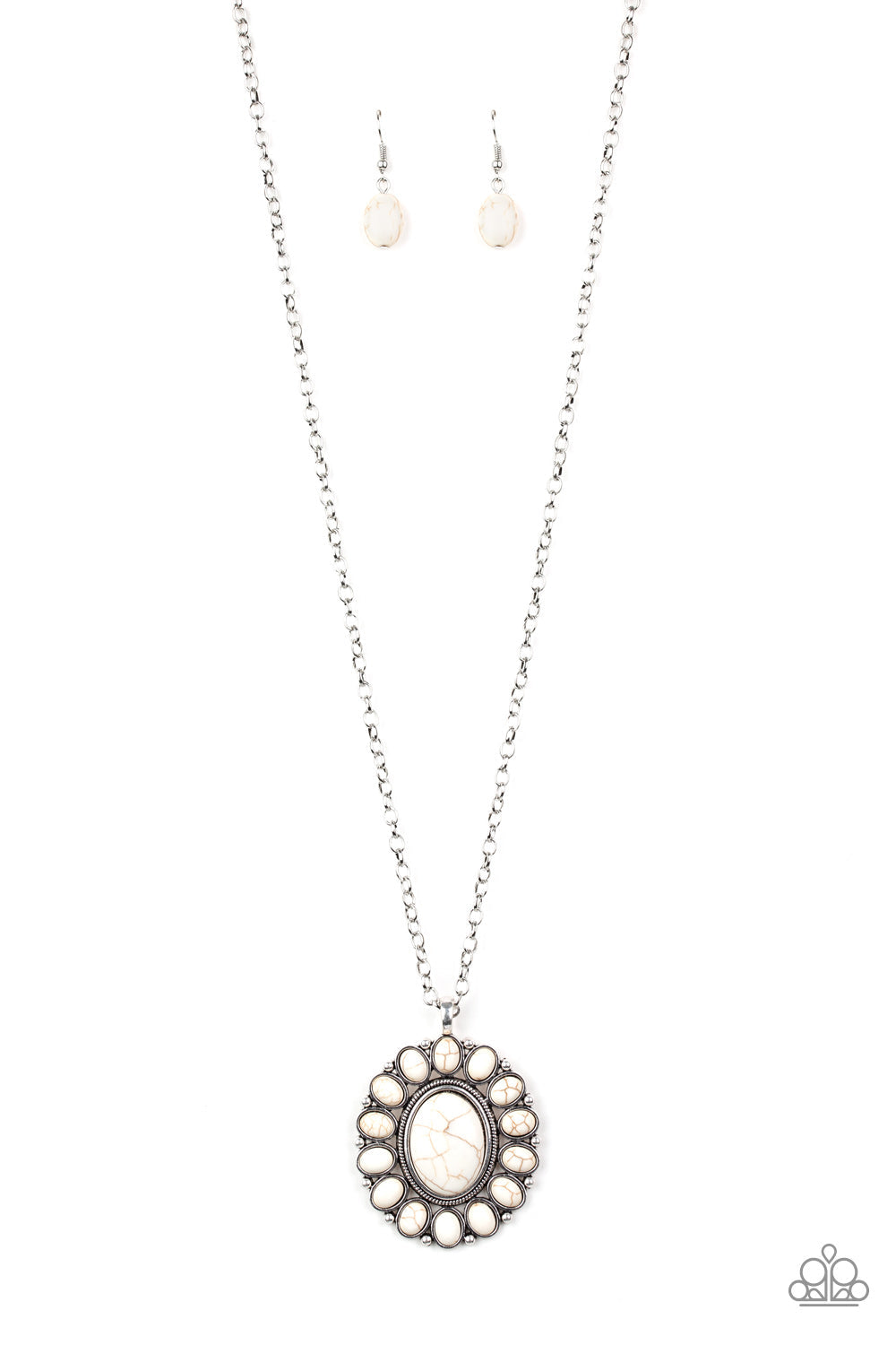 Rancho Roamer - White Paparazzi Necklace $5 Jewelry with Janet Morgan Necklaces