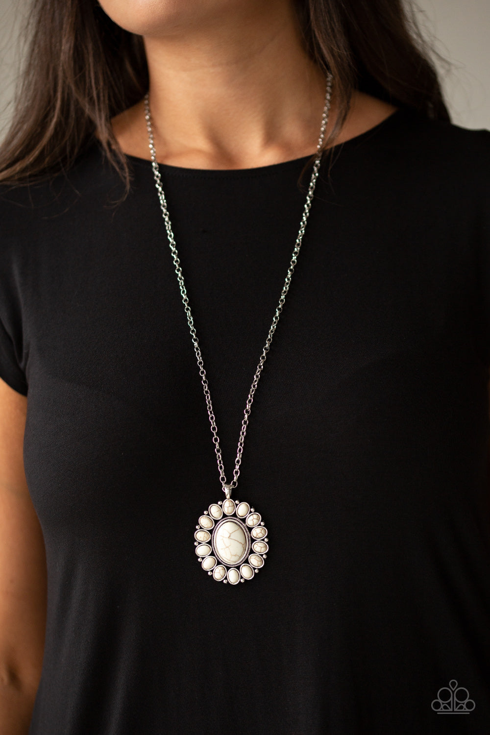 Rancho Roamer - White Paparazzi Necklace $5 Jewelry with Janet Morgan Necklaces