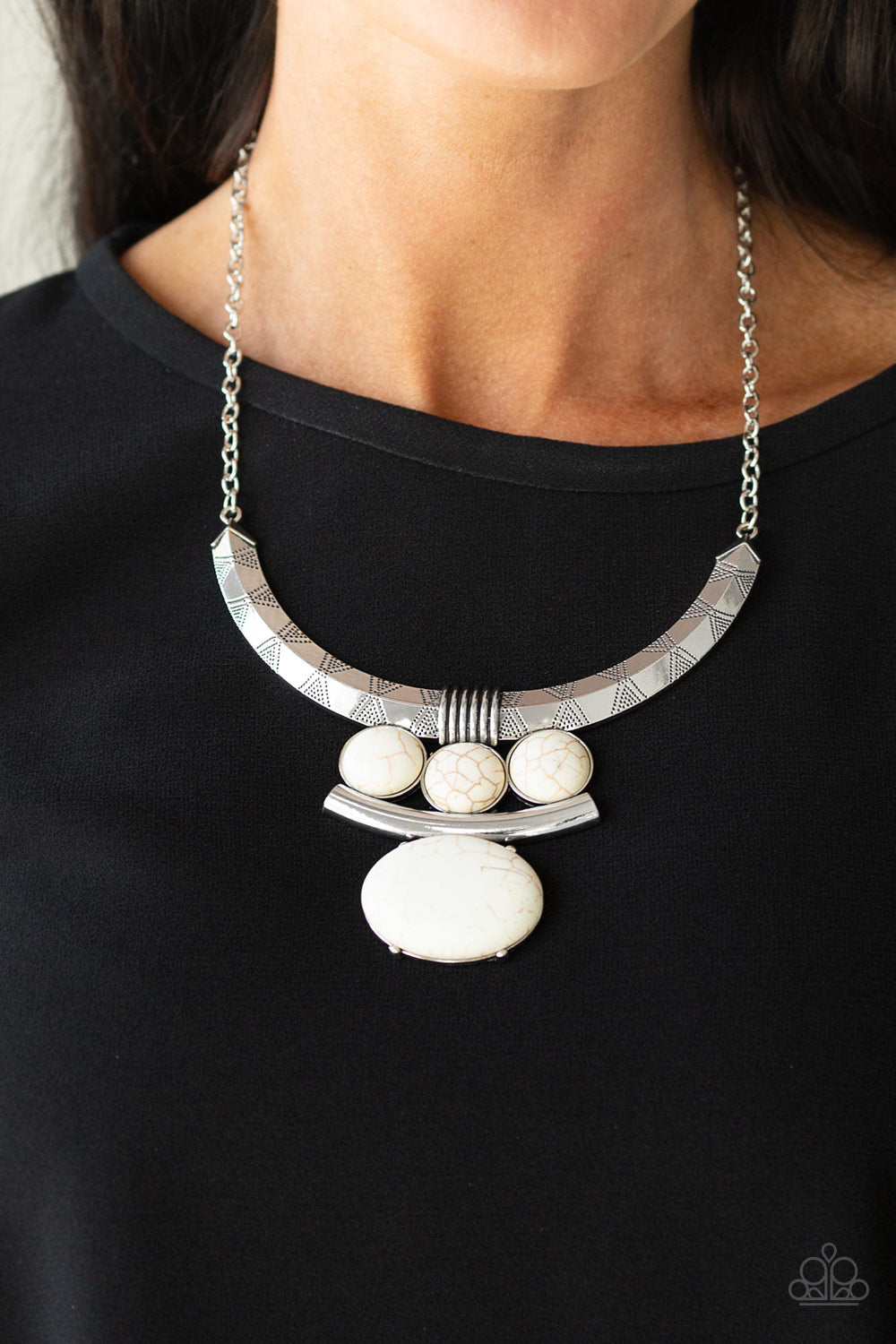 Commander In CHIEFETTE - White Paparzzi Accessories Necklace $5 Jewelry with Janet Morgan Necklaces