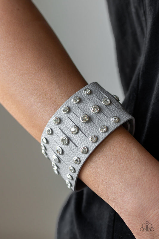 Now Taking The Stage - Silver Paparazzi Leather Wrap Bracelet $5 Jewelry with Janet Morgan Bracelets