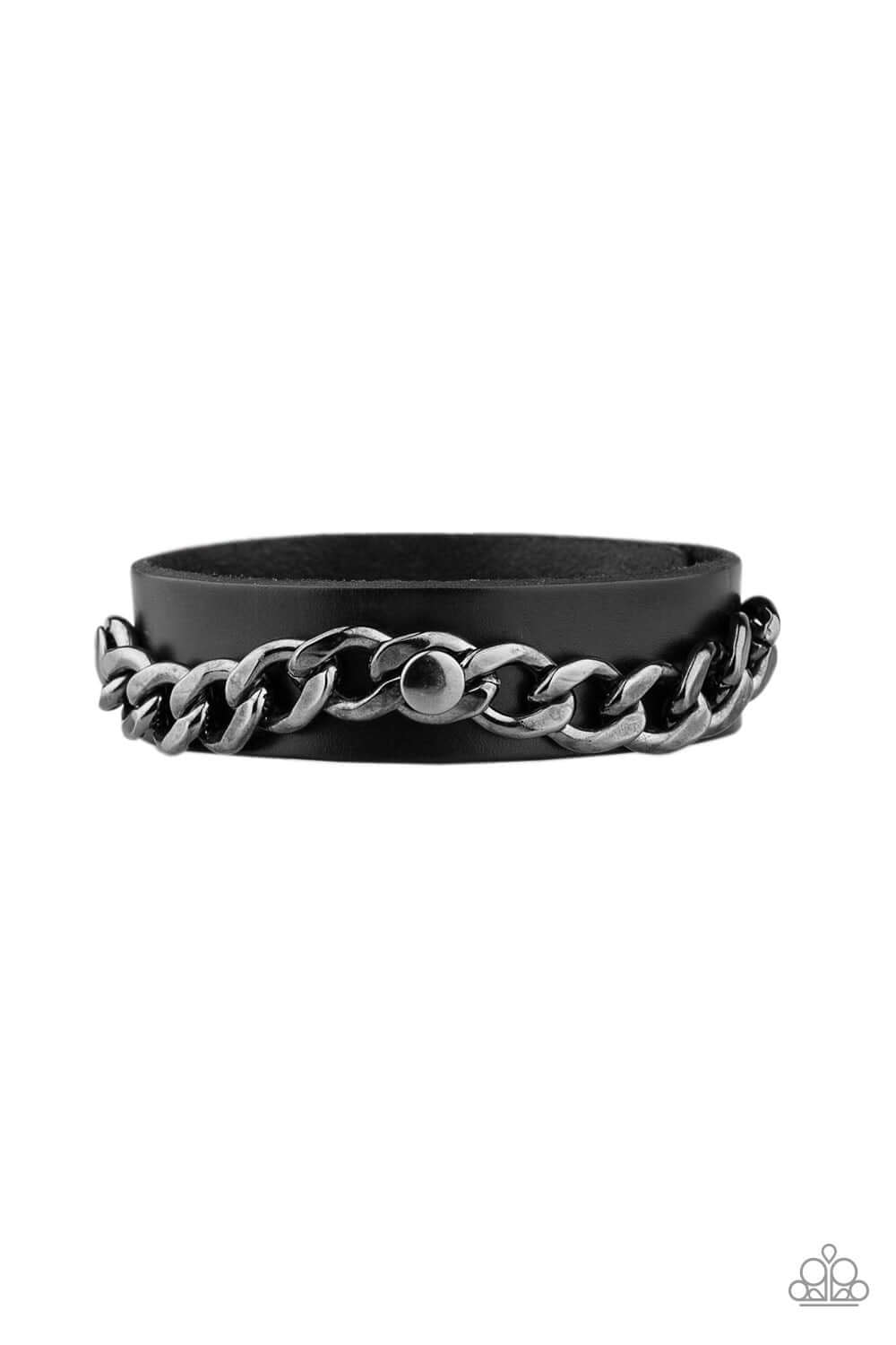 Be The CHAINge - Black Paparazzi Bracelet Leather Wrap $5 Jewelry with Janet Morgan Bracelets