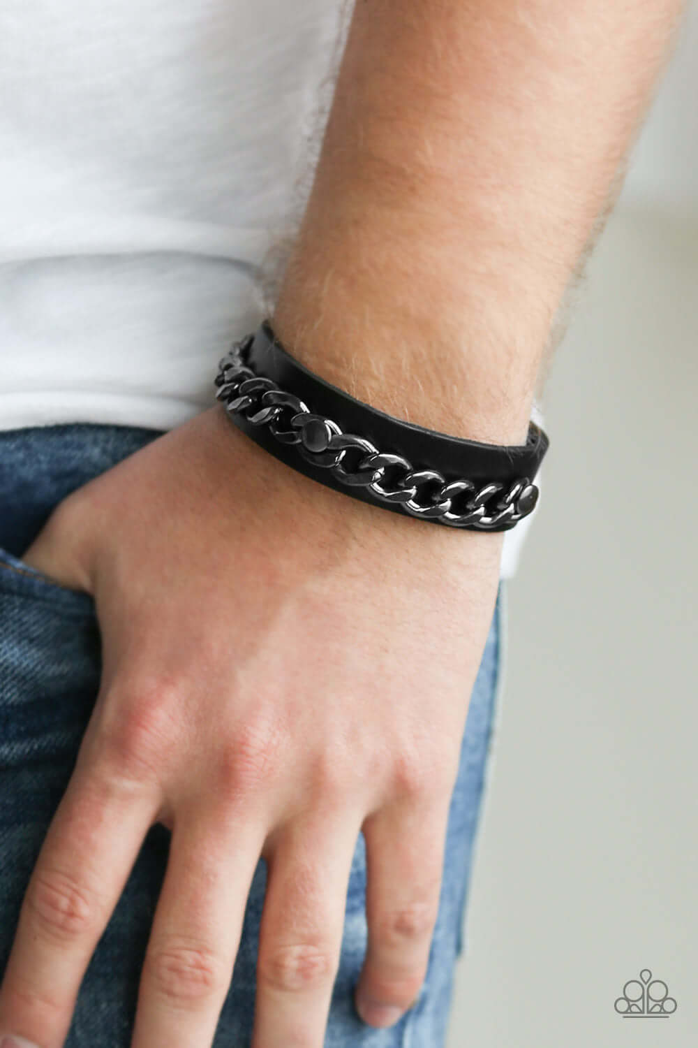 Be The CHAINge - Black Paparazzi Bracelet Leather Wrap $5 Jewelry with Janet Morgan Bracelets