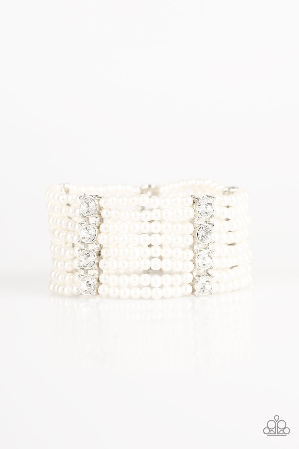 Get In Line - White Paparazzi Accessories Bracelet $5 Jewelry with Janet Morgan Bracelets