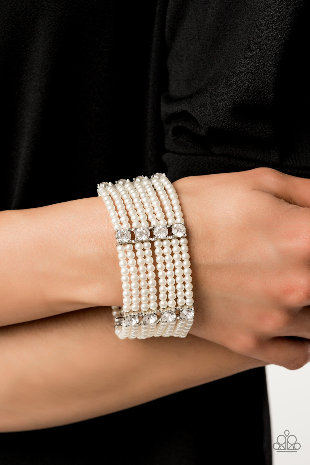 Get In Line - White Paparazzi Accessories Bracelet $5 Jewelry with Janet Morgan Bracelets