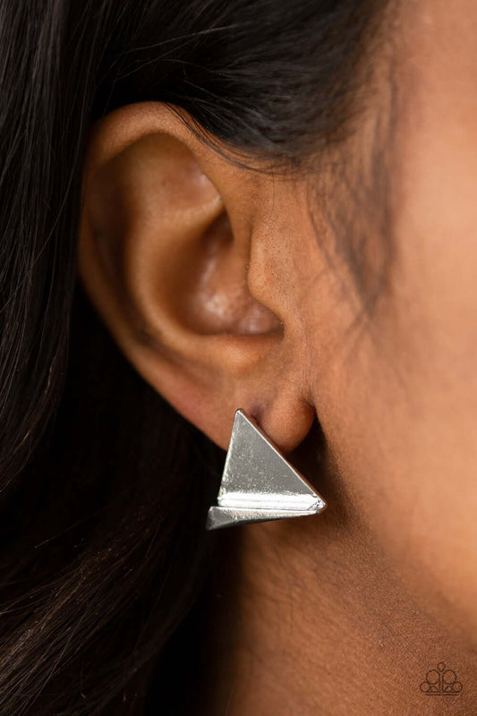 Die TRI-ing - Silver - Paparazzi Accessories Earrings $5 Jewelry with Janet Morgan Earrings