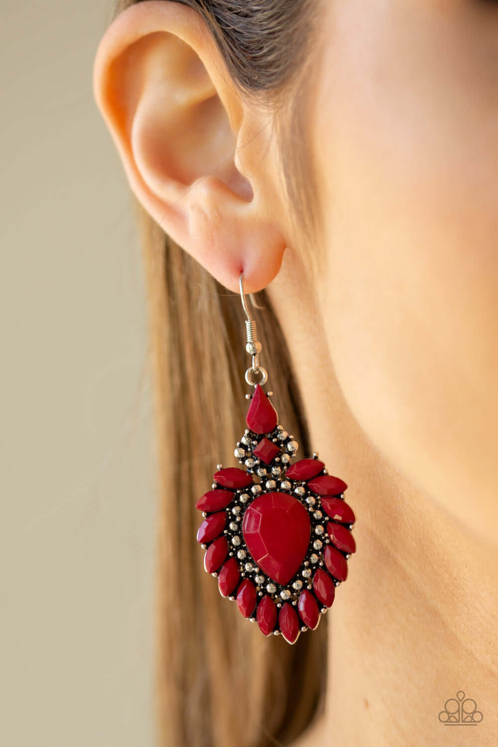 TMST Bling The LIONESS Den - Red Paparazzi Accessories Earrings