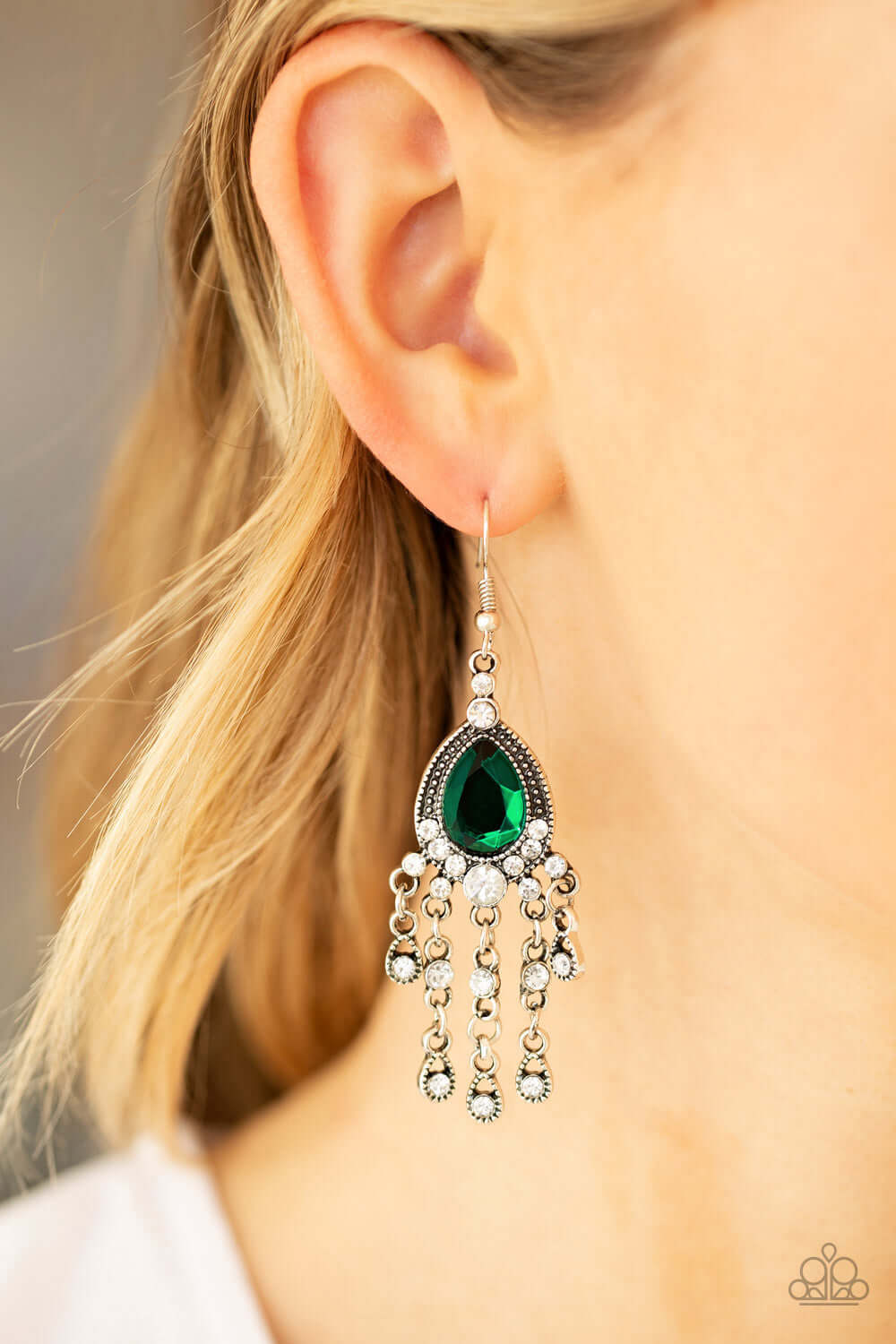 Bling Bliss - Green - Paparazzi Accessories Earrings $5 Jewelry with Janet Morgan Earrings