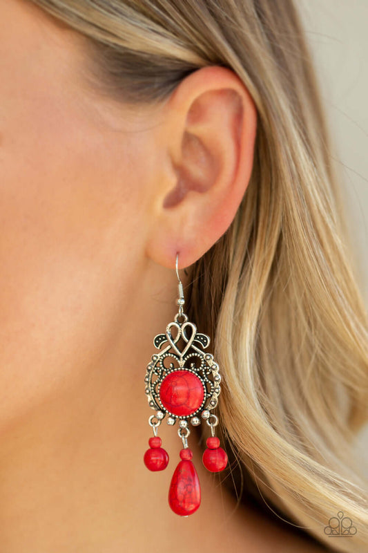 TMST Bling Stone Bliss - Red Paparazzi Accessories Earrings