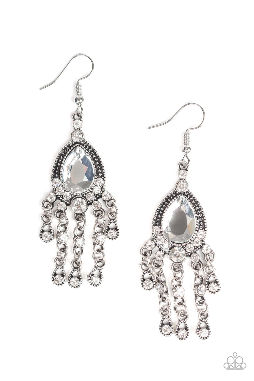 Bling Bliss - White - Paparazzi Accessories Earrings $5 Jewelry with Janet Morgan Earrings