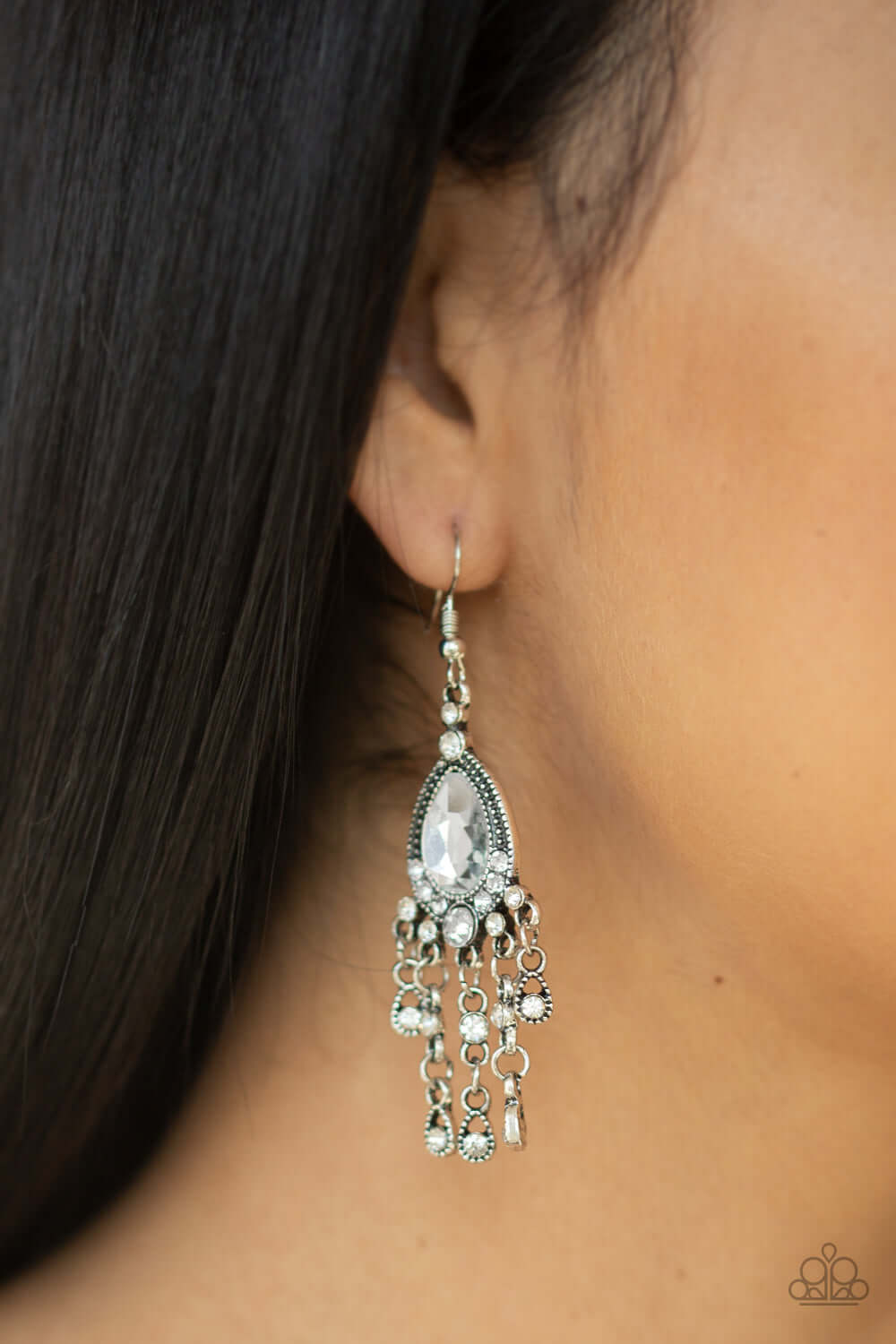 Bling Bliss - White - Paparazzi Accessories Earrings $5 Jewelry with Janet Morgan Earrings