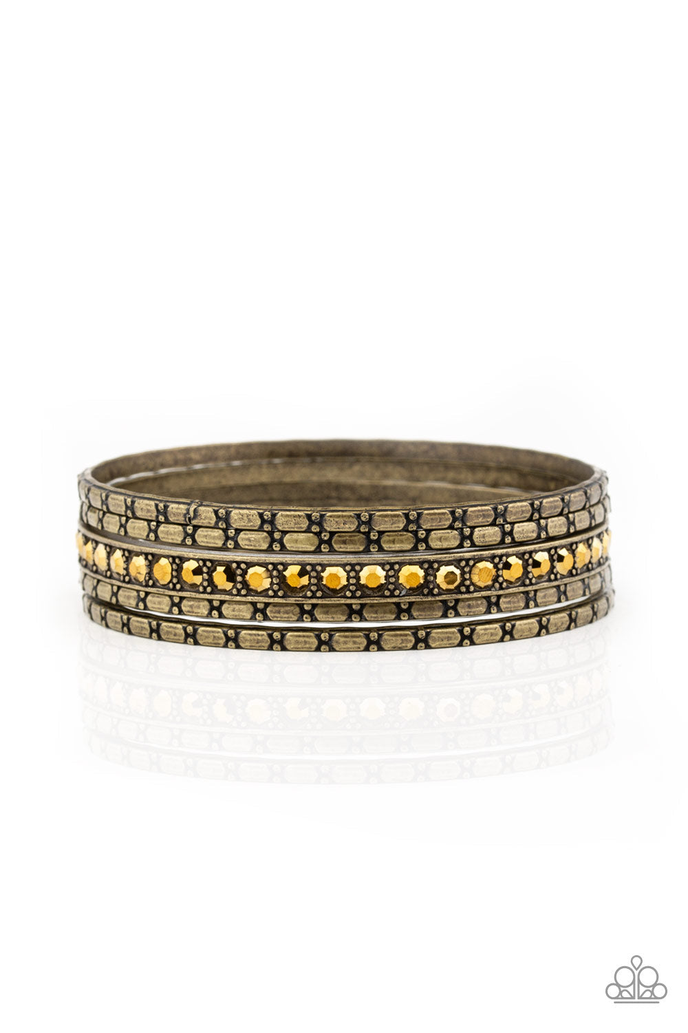 Glitzy Grunge - Brass Paparazzi Accessories Bracelet $5 Jewelry with Janet Morgan Bracelets