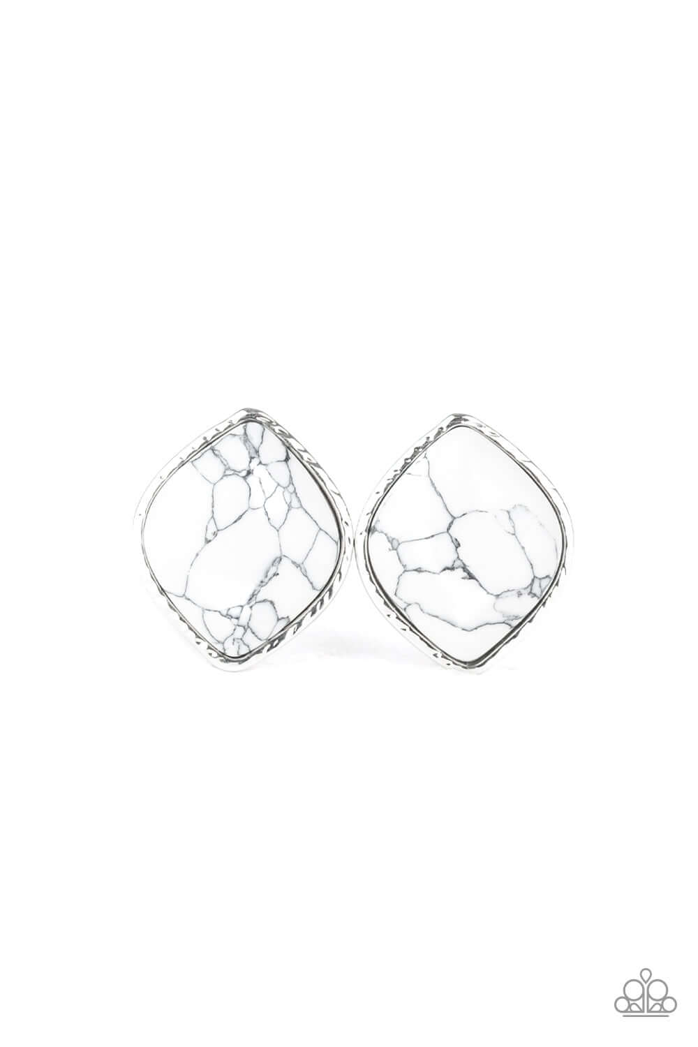 Marble Marvel - White Paparazzi Accessories Earrings $5 Jewelry with Janet Morgan Earrings