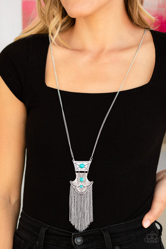 Totem Tassel - Blue Paparazzi Accessories Necklace $5 Jewelry with Janet Morgan Necklaces