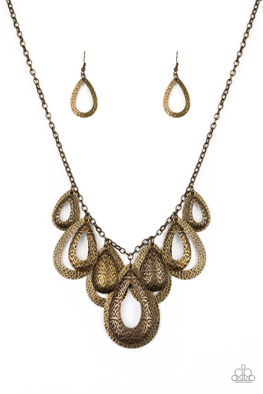 TMST Bling Teardrop Tempest - Brass Paparazzi Accessories Necklace