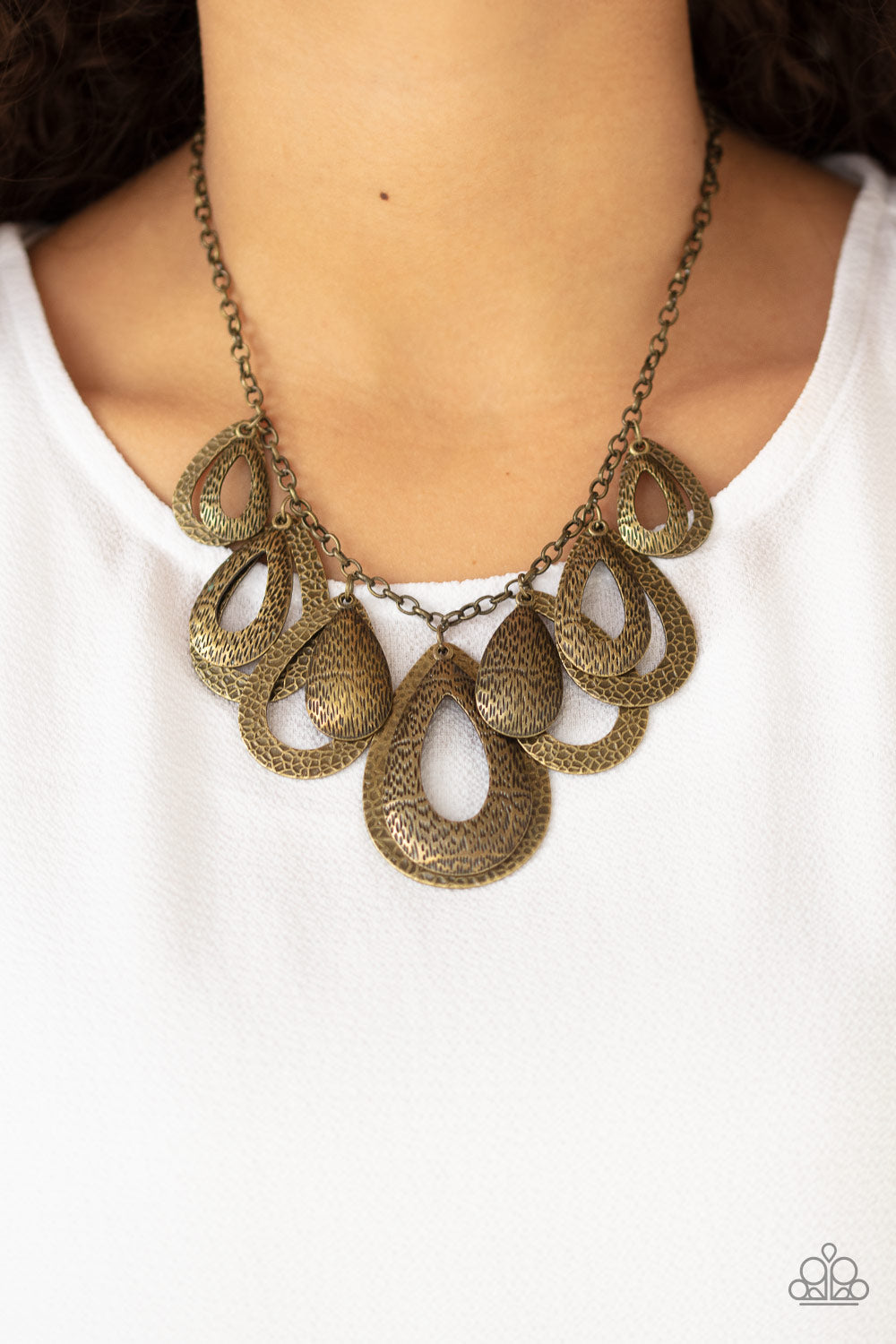 TMST Bling Teardrop Tempest - Brass Paparazzi Accessories Necklace