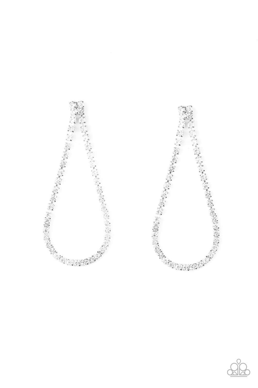 Diamond Drops - White - Paparazzi Accessories Earrings $5 Jewelry with Janet Morgan Earrings