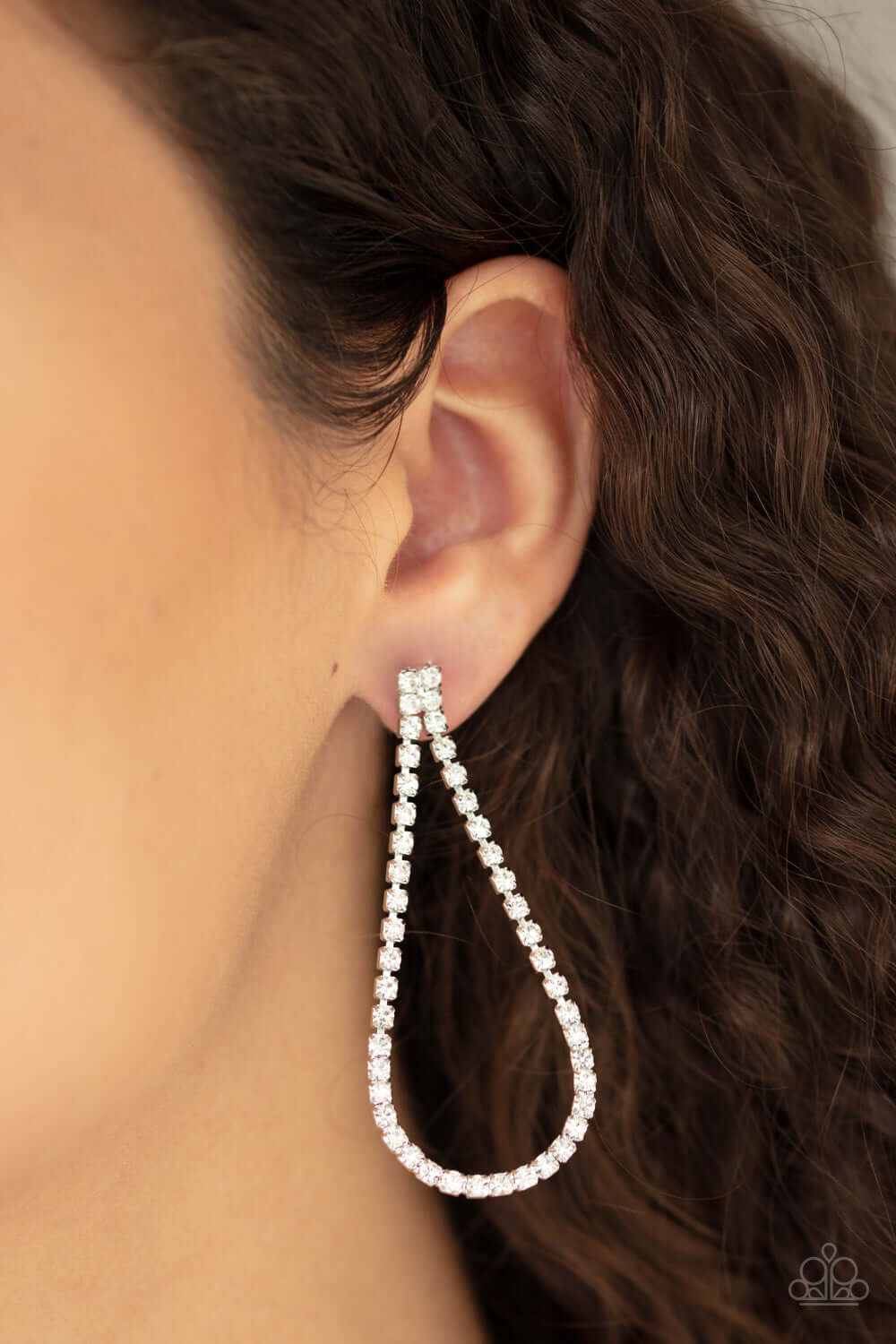 Diamond Drops - White - Paparazzi Accessories Earrings $5 Jewelry with Janet Morgan Earrings