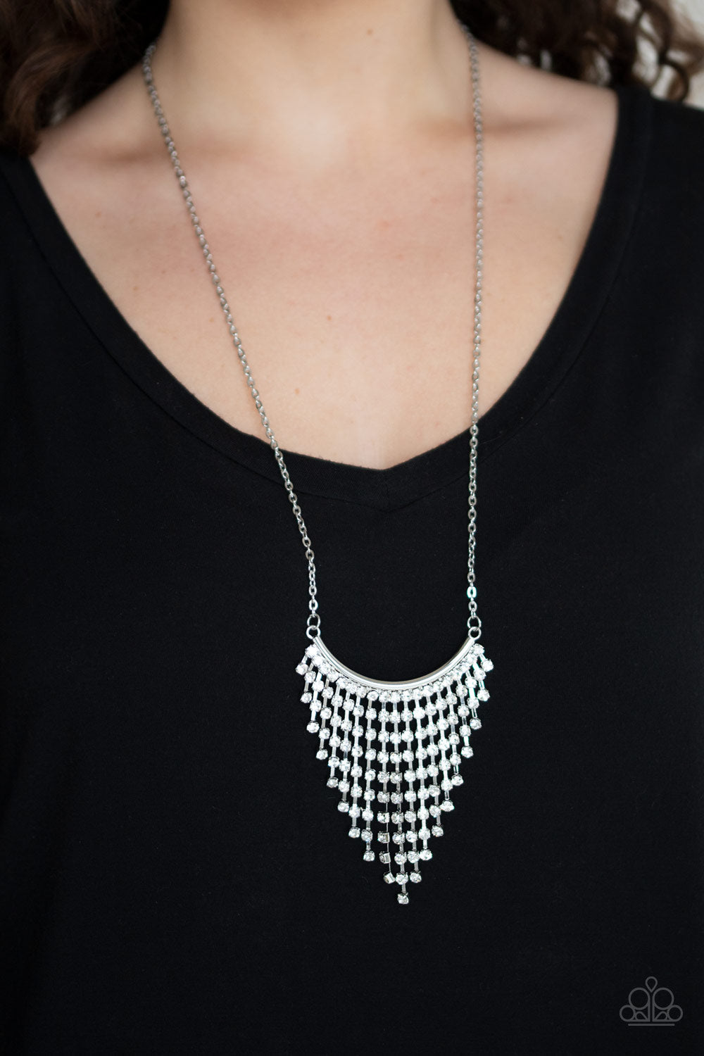 Glitter Bomb - White Paparazzi Accessories Necklace $5 Jewelry with Janet Morgan Necklaces