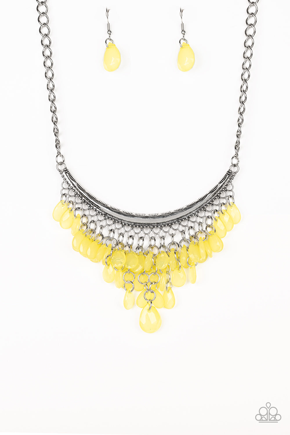 Rio Rainfall - Yellow Paparazzi Accessories Necklace $5 Jewelry with Janet Morgan Necklaces